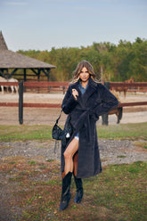 Coat made of organic mink fur, graphite shade