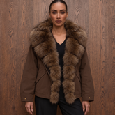Jacheta oversized cu blana de vulpe