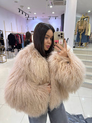 Manteau en peau de mouton mongole naturelle Mercy