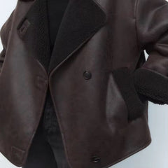 Brownie jachetă oversized tip shearling