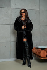 Alyna jacheta din blană naturală de vizon/nurca cu glugă și cordon