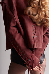 Bordeaux Leather Jacket with Laces KALINKA FURS