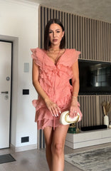 Roselline rochie ușoară de vară cu volane