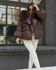 Casiana Jachetă calduroasa din puf de gasca și blană naturală de vulpe