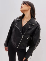 Leather jacket with cool details. Jacheta din piele naturala cu detalii cool KALINKA FURS