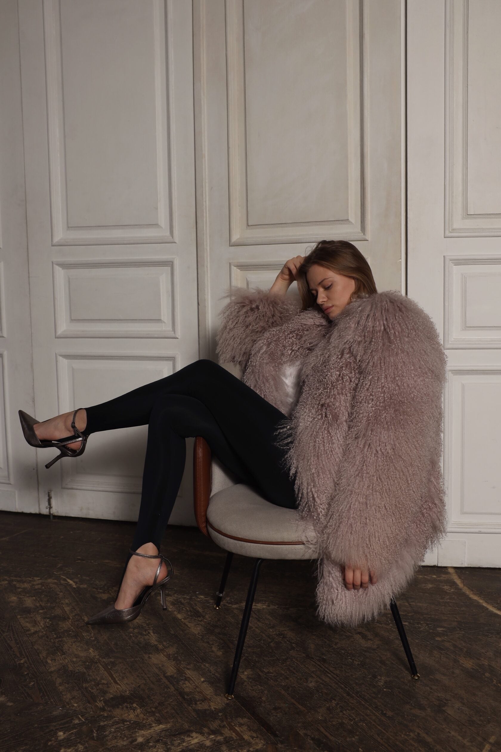 Mongolian Fur in Brownie. Blana din oaie mongoleza, 70cm KALINKA FURS