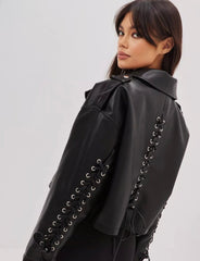 Leather jacket with cool details. Jacheta din piele naturala cu detalii cool KALINKA FURS