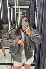 Leather Jacket. Gray color. Geaca din piele naturala. Culloarea gri. KALINKA FURS