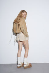 Velvet Biker Jacket with Laces. Jachetă de motociclist din catifea cu șireturi. KALINKA FURS