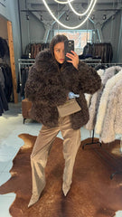 Flowery jacheta din blana naturala de oaie Tigrado cu revere