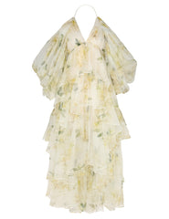 Jenny Rochie midi cu detaliu din tul floral portocaliu crem