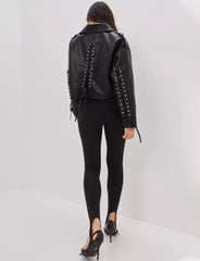 Leather jacket with cool details. Jacheta din piele naturala cu detalii cool KALINKA FURS