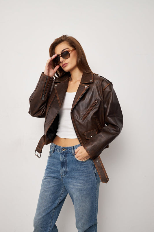 Retro Leather Jacket KALINKA FURS