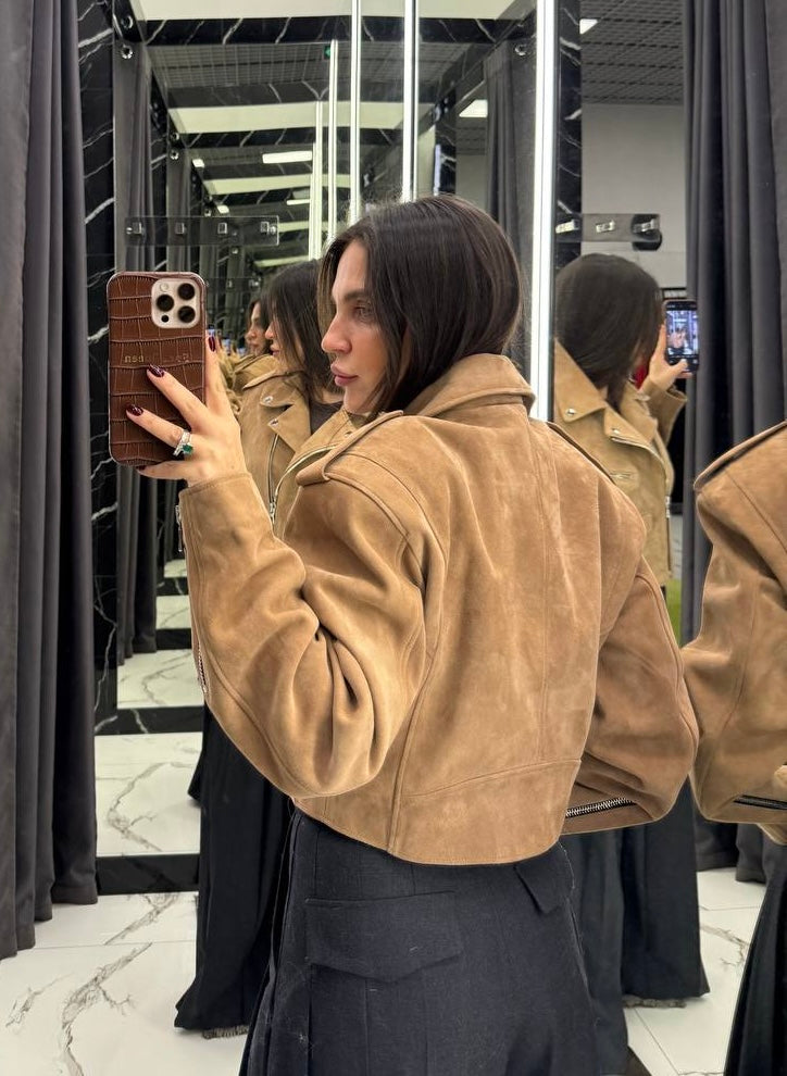 Suede Leather Jacket. Geaca din piele întoarsă. KALINKA FURS