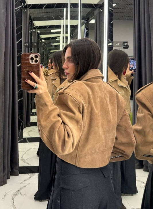 Suede Leather Jacket. Geaca din piele întoarsă. KALINKA FURS