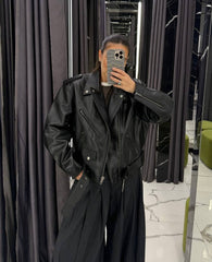 Oversized Vintage Bomber Jacket. Jacheta din piele naturala. Stil oversized. KALINKA FURS