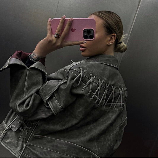 Oversized Washed Effect Jacket. Jacheta oversized cu efect spalat KALINKA FURS