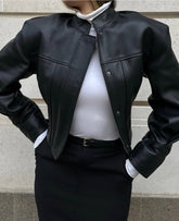 Leather Cropped Jacket. Geaca scurtă din piele KALINKA FURS