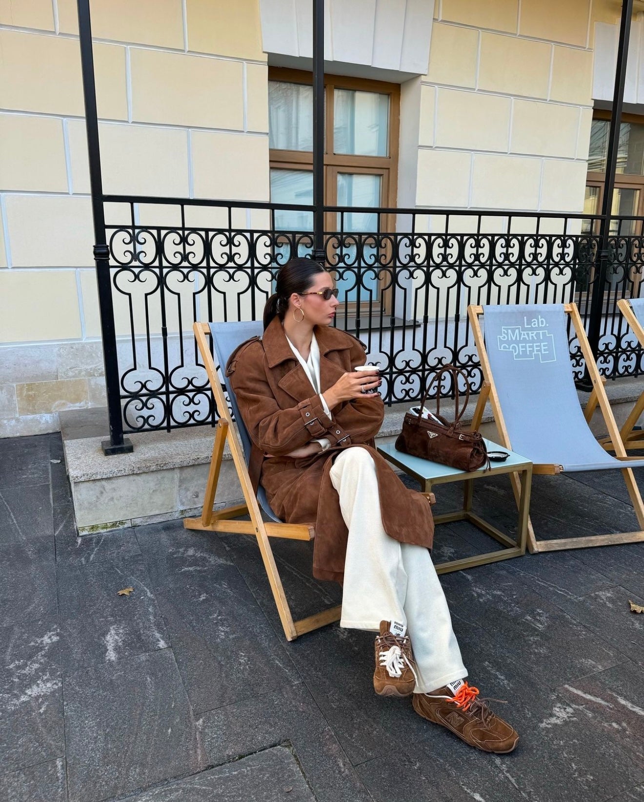 Suede Natural Trench Coat. Trench din piele intoarsa KALINKA FURS