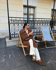 Suede Natural Trench Coat. Trench din piele intoarsa KALINKA FURS