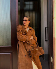 Suede Natural Trench Coat. Trench din piele intoarsa KALINKA FURS