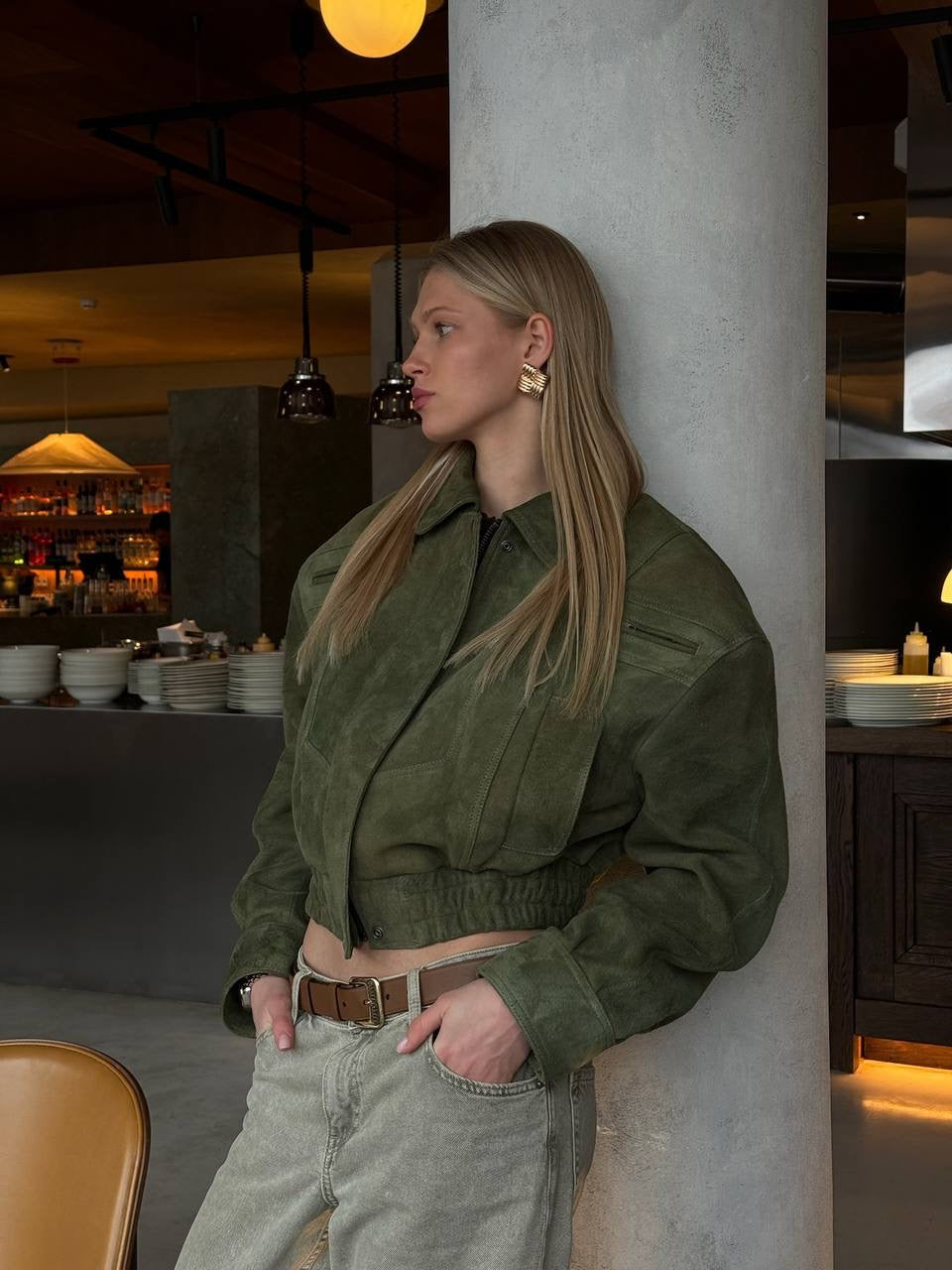 Milena geaca bomber cu maneci bufante KALINKA FURS