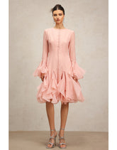 Reya dress with ruffles and flared sleeves