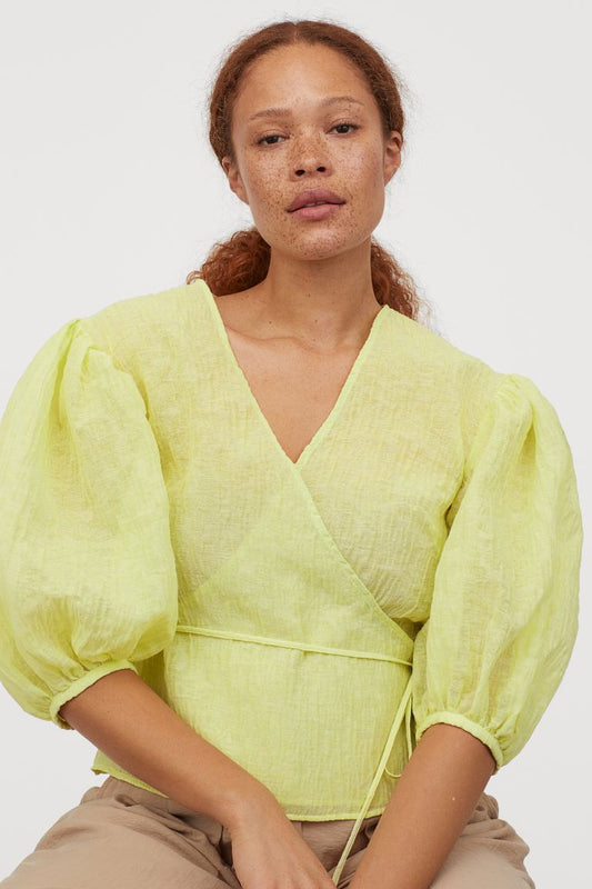 Neon bluza cu mâneci bufante. Mărime M