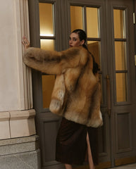 Haina de blana naturala din vulpe aurie KALINKA FURS