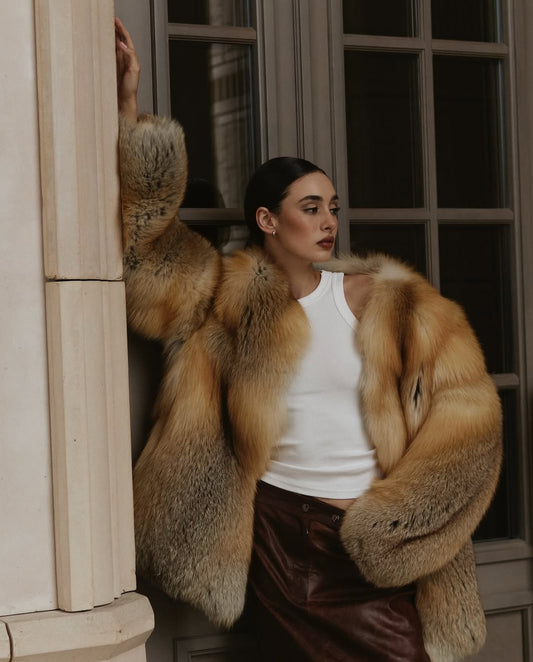 Haina de blana naturala din vulpe aurie KALINKA FURS