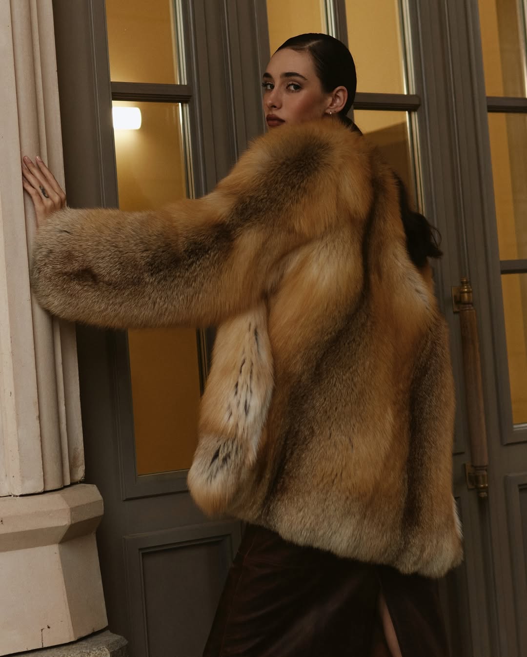 Haina de blana naturala din vulpe aurie KALINKA FURS