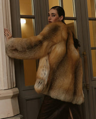 Haina de blana naturala din vulpe aurie KALINKA FURS