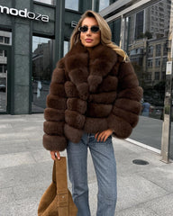 Luiza haina din blana naturală de vulpe cu guler revere