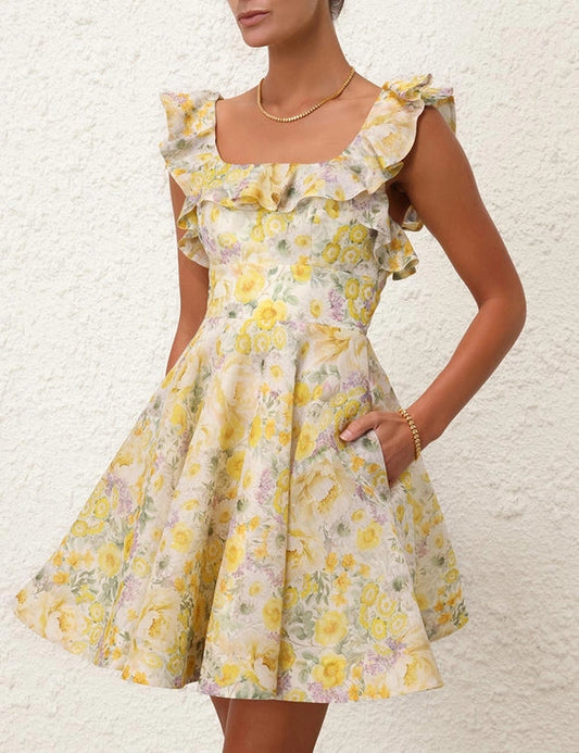 Alaia rochie florata ajustată în talie