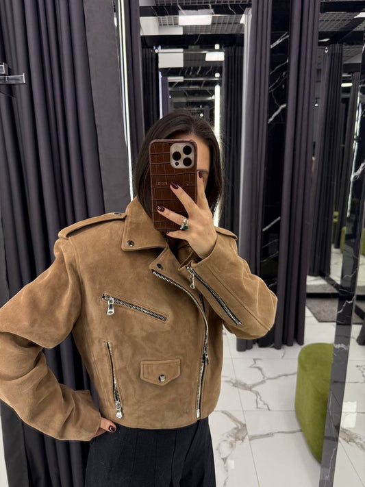 Suede Leather Jacket. Geaca din piele întoarsă. KALINKA FURS