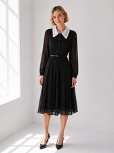 Liliana rochie midi cu guler alb