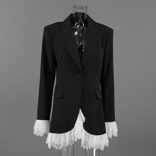 Sacou pe talie cu detalii din dantela