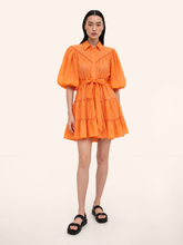Erma rochie orange cu mâneci bufante