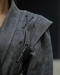 Big Shoulders Jacket. Jacheta din piele cu umeri si detalii KALINKA FURS