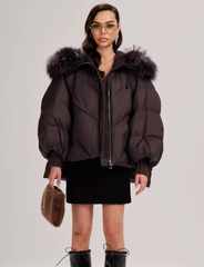 The Puf jacheta de iarnă cu puf și guler de blană