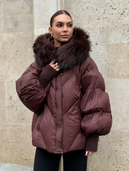 The Puf jacheta de iarnă cu puf și guler de blană