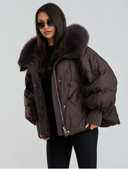 The Puf jacheta de iarnă cu puf și guler de blană