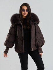 The Puf jacheta de iarnă cu puf și guler de blană