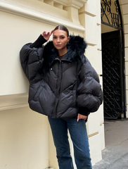 The Puf jacheta de iarnă cu puf și guler de blană