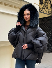 The Puf jacheta de iarnă cu puf și guler de blană