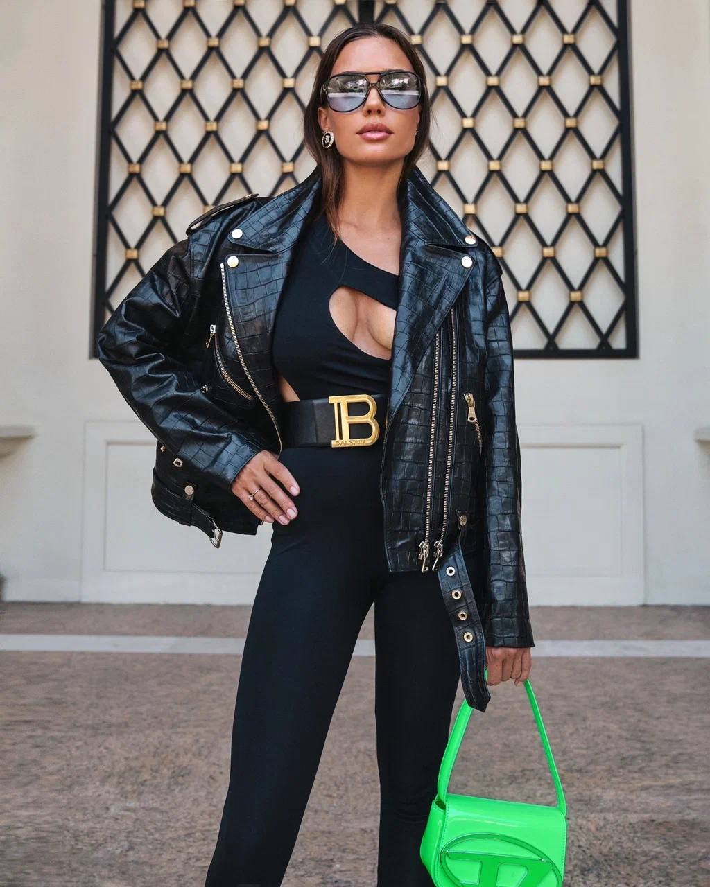 Midi Oversized Jacket. Geaca midi cu efect de croco KALINKA FURS