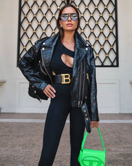 Midi Oversized Jacket. Geaca midi cu efect de croco KALINKA FURS