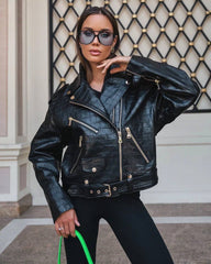 Midi Oversized Jacket. Geaca midi cu efect de croco KALINKA FURS