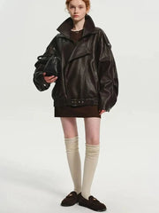 Patricia geaca oversized din piele texturata