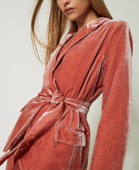 Single brested velvet blazer. Sacou din velvet cu cordon KALINKA FURS